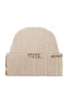 Marni Wool Beanie With Stitching In Brown