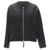 Marni Wool Blend Leather Double Zip Pull Trapeze Jacket In Grey