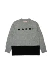 Marni Wool Blend Pullover With Elbow Patches In Gray