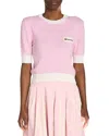 Marni Wool Blend Short Sleeve Crewneck Sweater In Pink