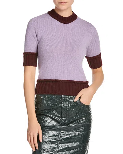 Marni Wool Blend Short Sleeve Sweater In Purple