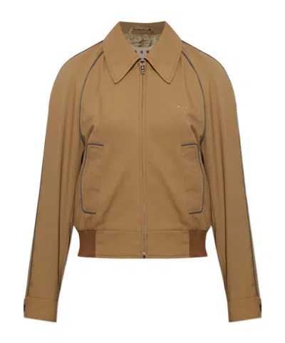 Marni Wool Bomber Jacket In Brown