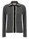 Marni Virgin Wool Cardigan With Contrasting Collar In Gray