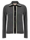 Marni Virgin Wool Cardigan With Contrasting Collar In Gray