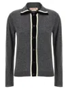 Marni Virgin Wool Cardigan With Contrasting Collar In Gray