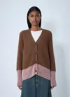 Marni Long Sleeve Merino Wool V-neck Cardigan In Brown