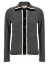 Marni Virgin Wool Cardigan With Contrasting Collar In Gray