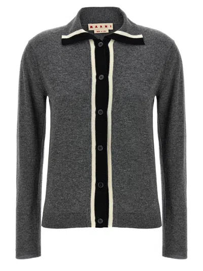 MARNI WOOL CARDIGAN SWEATERS AND CARDIGANS GRAY