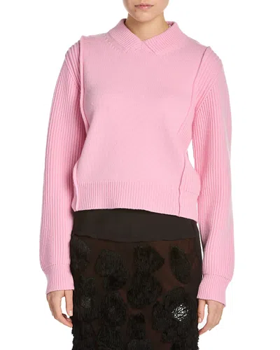 Marni Wool Cashmere V Neck Sweater In Purple