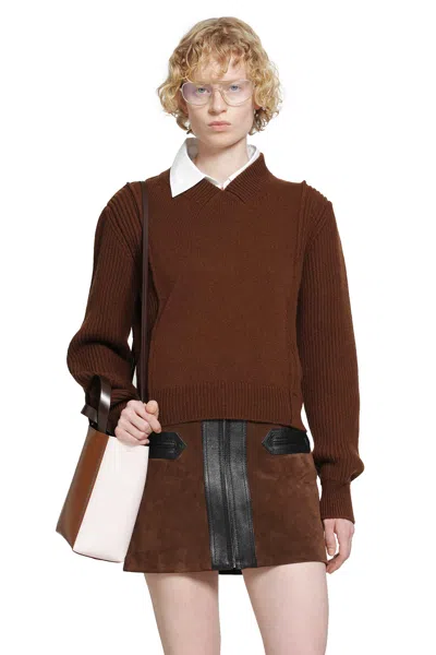 Marni Wool Cashmere V-neck Sweater In Brown