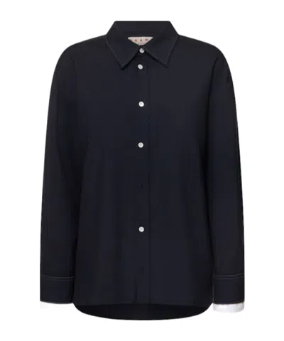 Marni Wool Classic Shirt In Blue