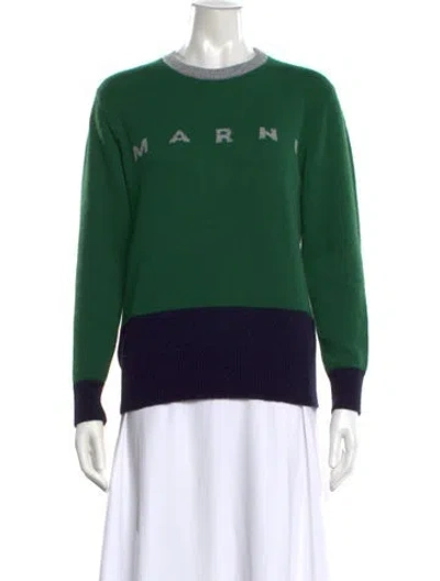 Pre-owned Marni Wool Colorblock Pattern Sweater In Green
