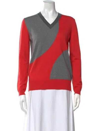 Pre-owned Marni Wool Colorblock Pattern Sweater In Grey/red