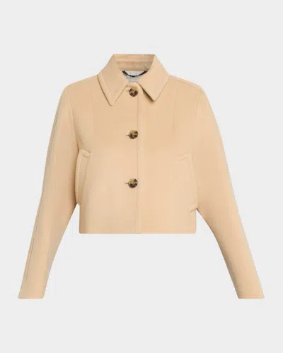Marni Wool Felt Cropped Single-breasted Jacket In Neutral