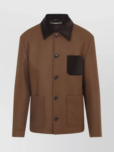 MARNI WOOL FELT WORKWEAR JACKET POCKETS