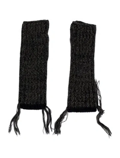 Pre-owned Marni Wool Fingerless Knit Gloves In Green