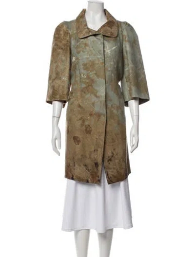 Pre-owned Marni Wool Floral Print Faux Fur Coat In Multi
