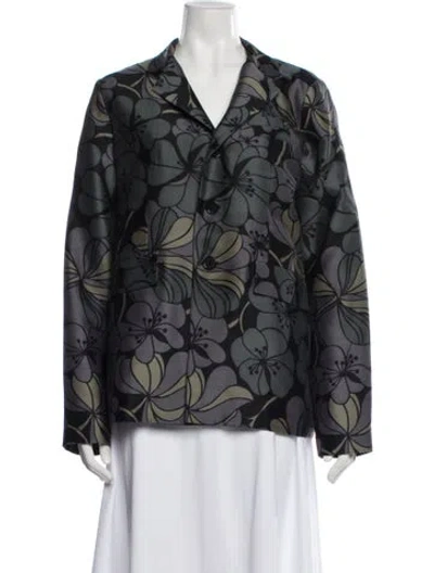 Pre-owned Marni Wool Floral Print Jacket In Gray