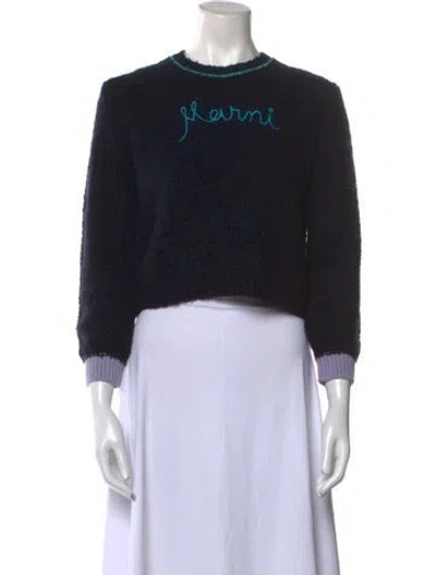 Pre-owned Marni Wool Graphic Print Sweater In Blue