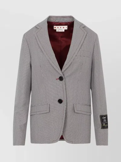 MARNI WOOL JACKET CHECKERED LAPELS STITCHING POCKETS