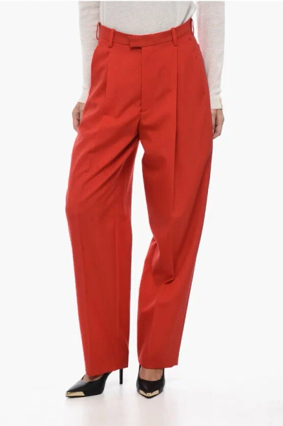 Marni Wool Loose-fit Pants With Pleats In Red