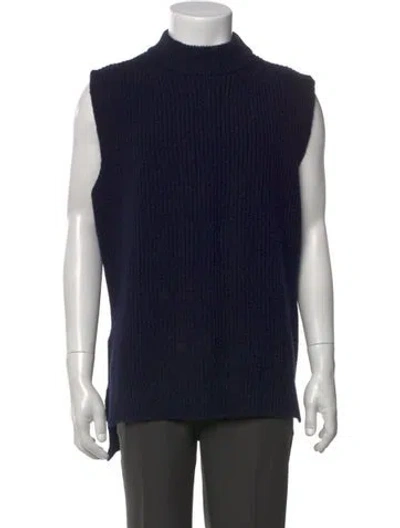 Pre-owned Marni Wool Mock Neck Sweater Vest In Blue