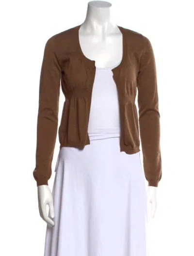 Pre-owned Marni Wool Open Front Sweater In Brown