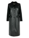 Marni Black Leather And Virgin Wool Coat Women In Black