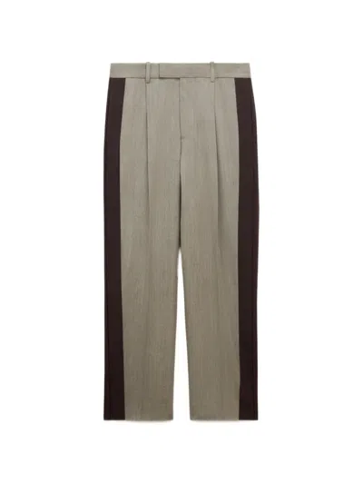 Marni Wool Pants With Contrast Side Bands In Gray