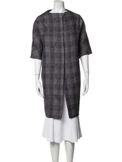 Pre-owned Marni Wool Plaid Print Coat In Blue