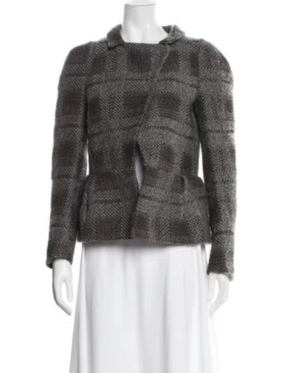 Pre-owned Marni Wool Plaid Print Jacket In Gray