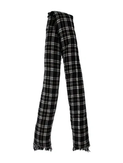Pre-owned Marni Wool Plaid Print Scarf In Black