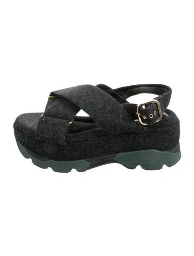 Pre-owned Marni Wool Sandals In Black/green