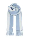 Marni Vertical Striped Scarf With Fringed Ends In Blue