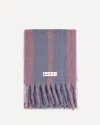Marni Muted Grey And Purple Striped Wool Blend Scarf In Blue