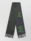 Marni Grey Mohair Blend Scarf With Fringes In Green