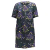 Marni Wool Silk Floral Print Zip Coat Dress In Green