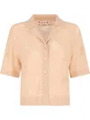 Marni Pale Peach Wool-silk Knit Openwork Shirt In Neutrals