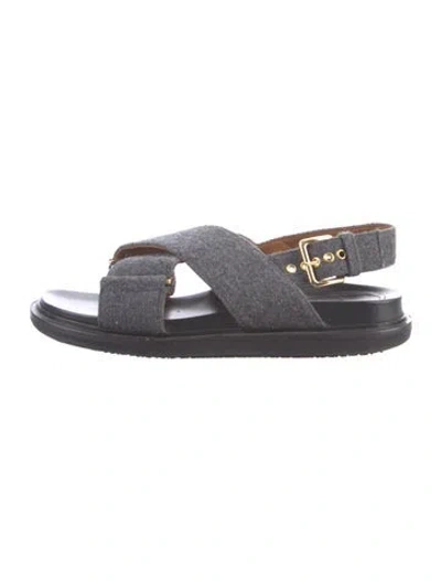 Pre-owned Marni Wool Slingback Sandals In Gray