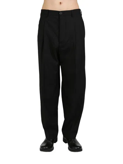 Marni Mending-logo Straight-leg Trousers In Black