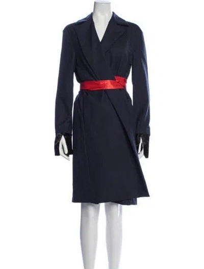 Pre-owned Marni Wool Striped Coat In Blue