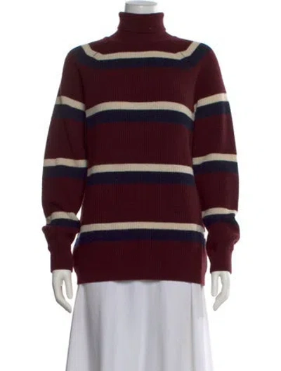 Pre-owned Marni Wool Striped Sweater In Burgundy