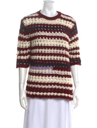 Pre-owned Marni Wool Striped Sweater In Burgundy