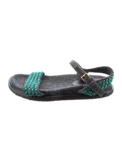 Pre-owned Marni Wool Studded Accents Sandals In Multi
