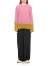 Marni Crewneck Hood Kangaroo Pocket Long Sleeves Ribbed Cuffs In Pink