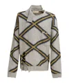 Marni Diamond-check Distressed Jumper In Sodium