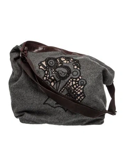 Pre-owned Marni Wool Tote Vintage In Brown/grey