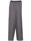 Marni Elastic Waistband Wide Leg Trousers With Side Pockets In Grey