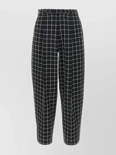 MARNI WOOL TROUSERS WITH EMBROIDERED BACK POCKET