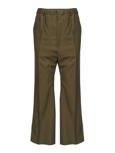 Marni Wool Trousers With Pleats In Green